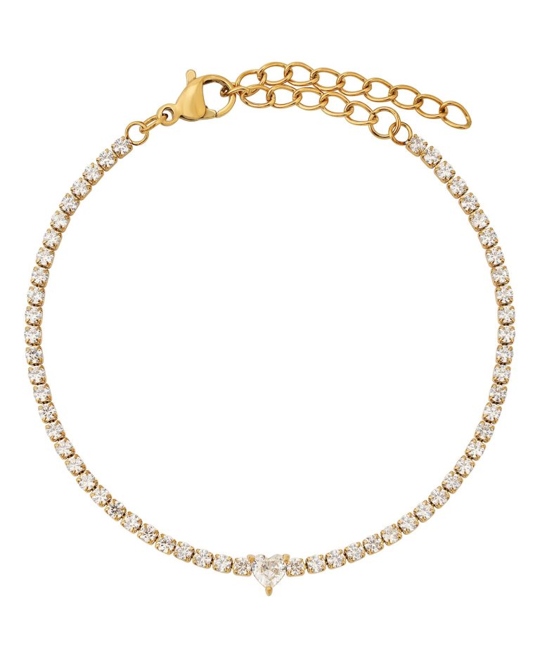 Star Armband Goldene Kette mit klaren Kristallen und verstellbarem Verschluss.